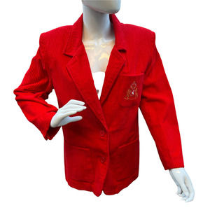 Vintage Crested Preppy Red Corduroy Blazer Size S